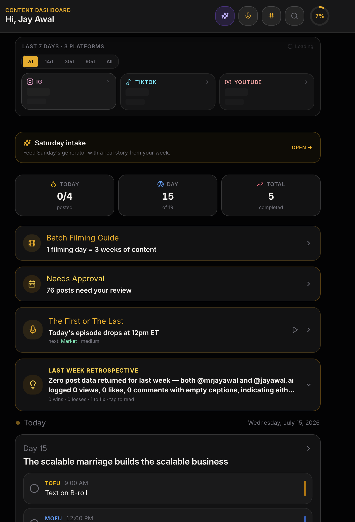 Jay Awal Content Dashboard app